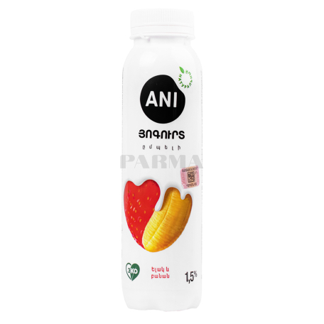 Յոգուրտ ըմպելի «Անի» բանան, ելակ 1.5% 290գ