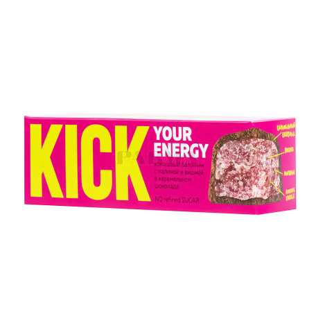 Բատոն «Kick Your Energy» կարամելային, կոկոս, ազնվամորի, բալ, առանց գլյուտեն 45գ