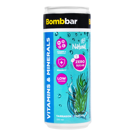Էներգետիկ ըմպելիք «BombBar Natural» թարխուն, առանց շաքար 330մլ