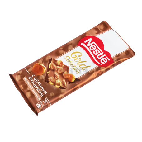 Շոկոլադե սալիկ «Nestle Gold Selection» կաթնային, պնդուկ 85գ