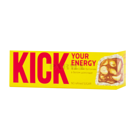 Բատոն «Kick Your Energy» սպիտակ շոկոլադ, գետնանուշ, առանց շաքար 45գ