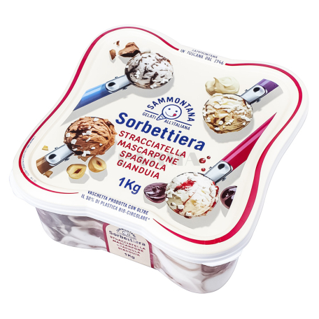 Պաղպաղակ «Sammontana Sorbettiera» մասկարպոնե, պնդուկ, բալ 1կգ