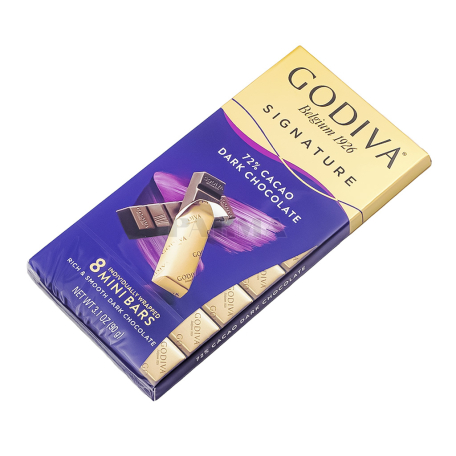 Շոկոլադե սալիկ «Godiva Signature» մուգ 72% 8հատ 90գ