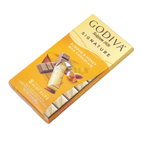 Շոկոլադե սալիկ «Godiva Signature» կաթնային, նուշ, մեղր 8հատ 90գ