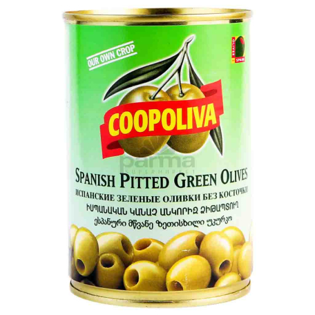 Оливки `Coopoliva` зеленые без косточек 385г
