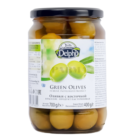 Ձիթապտուղ «Delphi» կանաչ, կորիզով 700գ