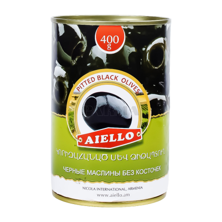 Оливки "Aiello" черные, без косточек 400г