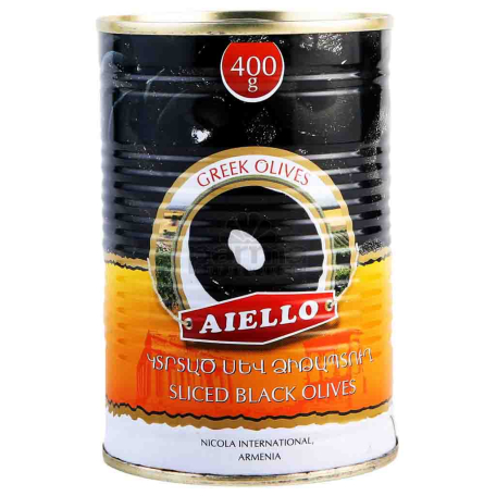 Оливки `Aiello` черные резаные 390г