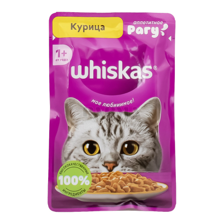 Կատվի կեր «Whiskas» խոնավ, ռագու, հավի մսով 75գ