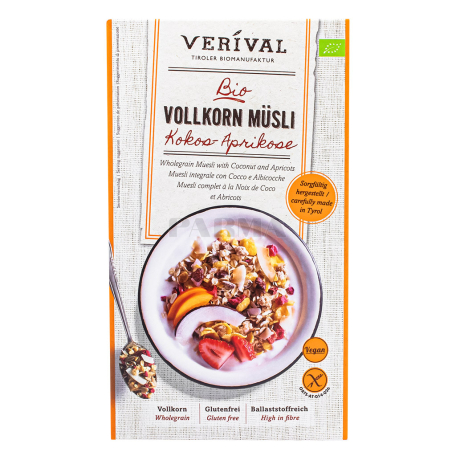 Մյուսլի «Verival Bio Vegan» կոկոս, ծիրան, առանց գլյուտեն 325գ