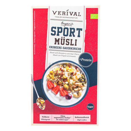 Մյուսլի «Verival Sport Protein Vegan» ելակ, բալ 300գ