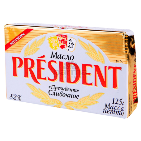 Масло `President` 82% 125г