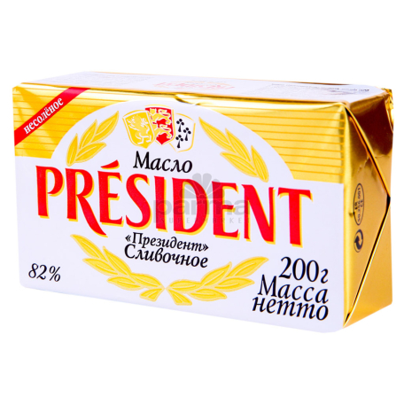 Масло `President` 82% 200г