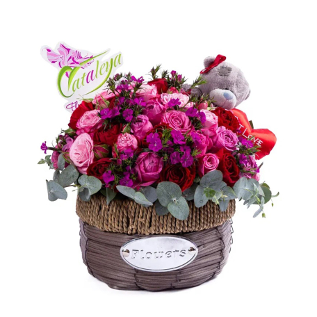 Composition «Cataleya Flowers Art Studio» rose, field flower