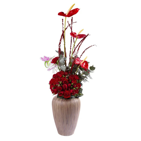 Composition «Cataleya Flowers Art Studio» anthurium, rose