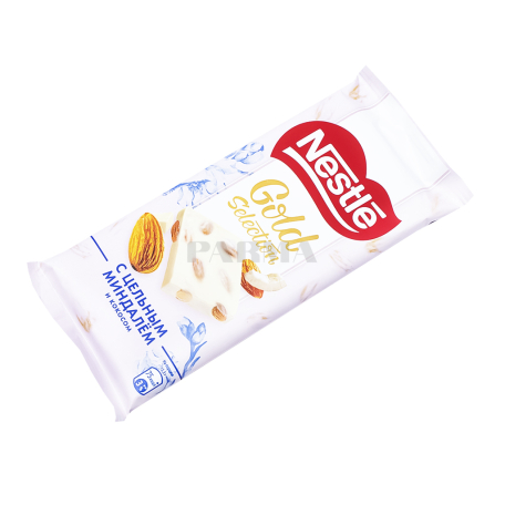Շոկոլադե սալիկ «Nestle Gold Selection» սպիտակ, նուշ, կոկոս 80գ