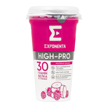Կաթնաթթվային ըմպելիք «Exponenta High-Pro» ազնվամորի, բանան, առանց շաքար 250գ