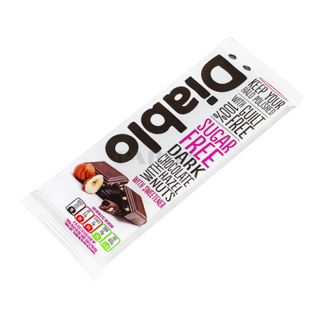 Շոկոլադե սալիկ «Diablo» մուգ, պնդուկ, առանց շաքար 85գ