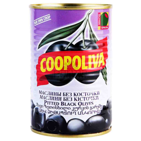 Оливки `Coopoliva` черные с косточкой 385г