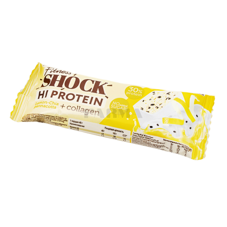 Բատոն «FitnesShock Protein» կիտրոն, չիա, առանց շաքար 40գ