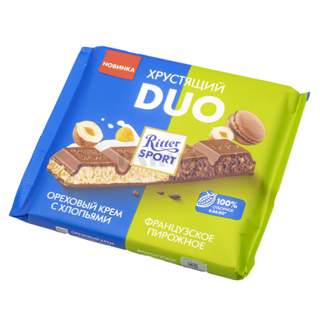 Շոկոլադե սալիկ «Ritter Sport Duo» կաթնային, ընկույզի կրեմ, մակարուն 218գ