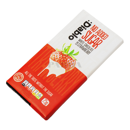 Շոկոլադե սալիկ «Diablo» սպիտակ, ելակ, առանց շաքար 75գ