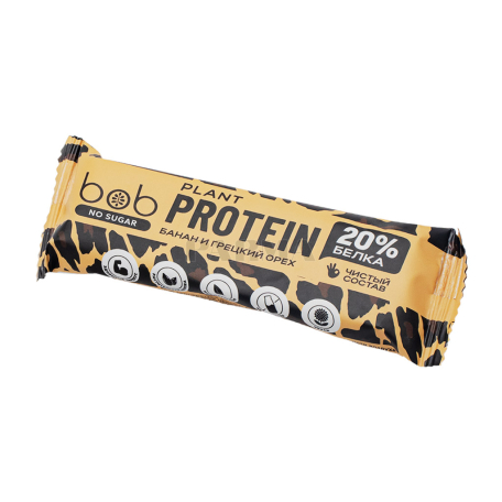 Բատոն «Bob Protein» բանան, հունական ընկույզ, առանց շաքար 40գ