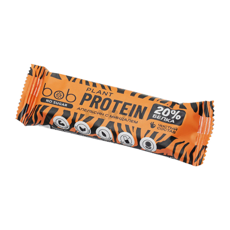 Բատոն «Bob Protein» նարինջ, նուշ, առանց շաքար 40գ