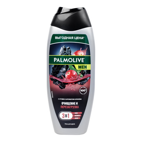 Գել լոգանքի «Palmolive Naturals Men 3in1» ածուխ, լոռամիրգ 450մլ