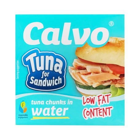 Թյունոսի պահածո «Calvo Low Fat» ջրի մեջ 142գ