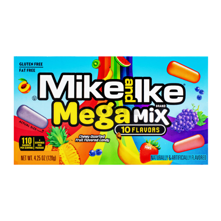 Մաստակ-կոնֆետ «Mike and Like Mega Mix» մրգային, առանց գլյուտեն 120գ
