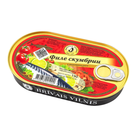 Սկումբրիայի ֆիլե «Brivais Vilnis» տոմատի սոուսով 190գ