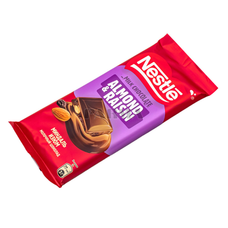 Шоколадная плитка "Nestle" молочный, миндаль, изюм 82г