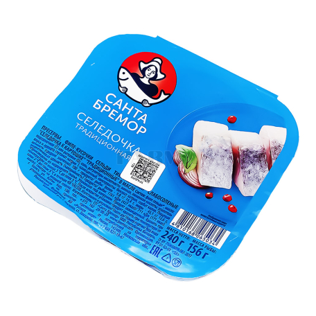 Сельдь кусочками "Санта Бремор" слабосоленая, в масле 500г