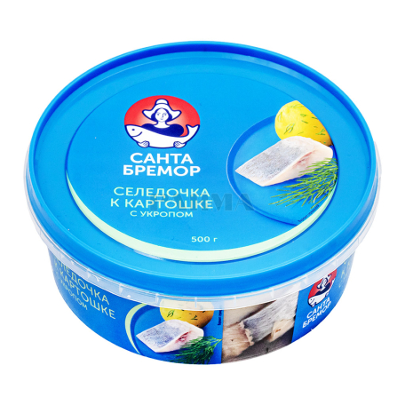 Сельдь кусочки "Санта Бремор" с укропом, в масле 500г