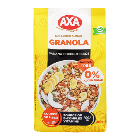 Գրանոլա «Аха» կոկոս, բանան, սերմեր, առանց շաքար 300գ