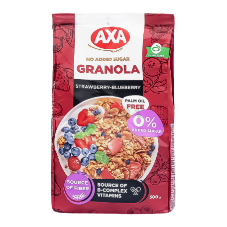 Գրանոլա «Аха» ելակ, հապալաս, առանց շաքար 300գ