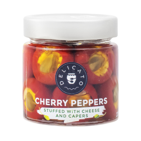 Մարինացված պղպեղ «Delicato Cheery» կարմիր, պանրով, կապարով 220գ