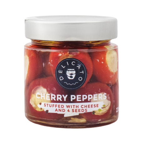 Մարինացված պղպեղ «Delicato Cheery» կարմիր, պանրով, սերմերով 220գ