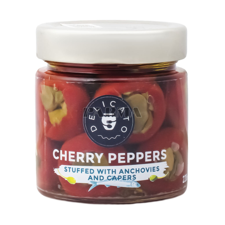 Marinated pepper "Delicato" red, with anchovies, capers 220g