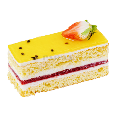 Pastry "Parma" with strawberries and passion fruit