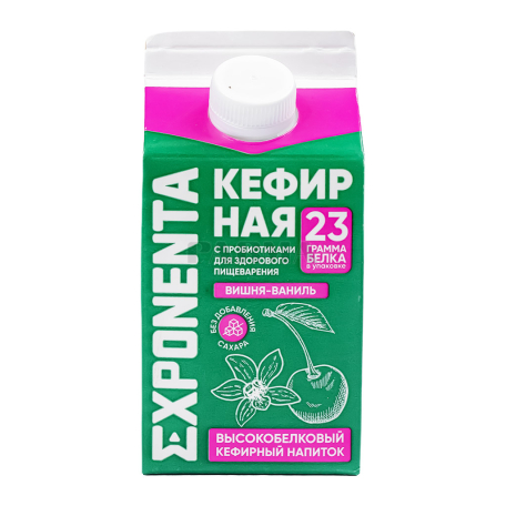 Կեֆիր «Exponenta» բալ, վանիլին, առանց շաքար 0% 450գ
