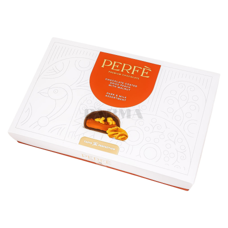 Chocolate candies "Perfe" dark, milk, dried peach, walnuts 250g