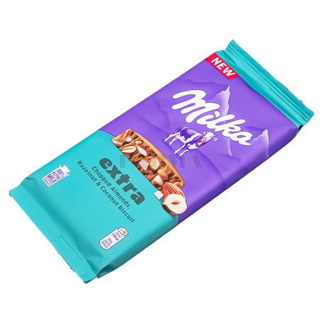 Шоколадная плитка "Milka Extra" молоко, миндаль, фундук, кокос 130г