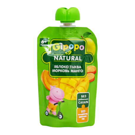 Խյուս «Gipopo» խնձոր, դդում, գազար, մանգո 90գ