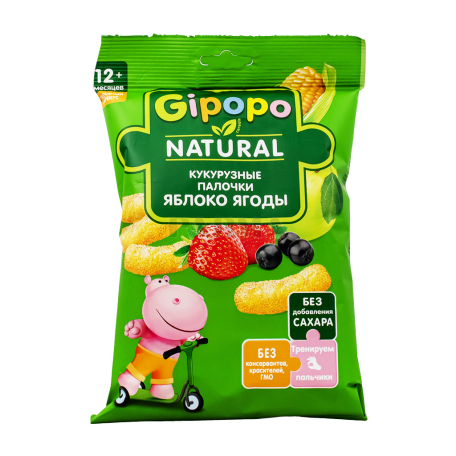 Եգիպտացորենի ձողիկներ «Gipopo» խնձոր, հատապտուղներ 20գ