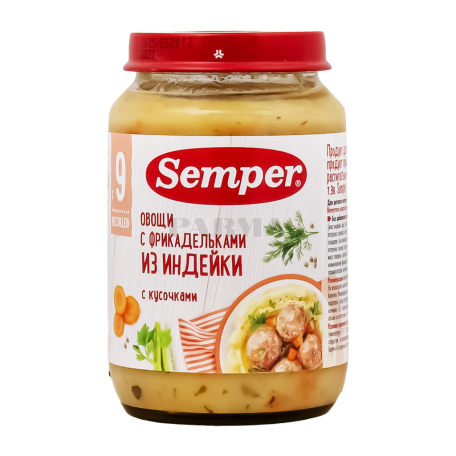 Puree "Semper" turkey meat, vegetables 190g