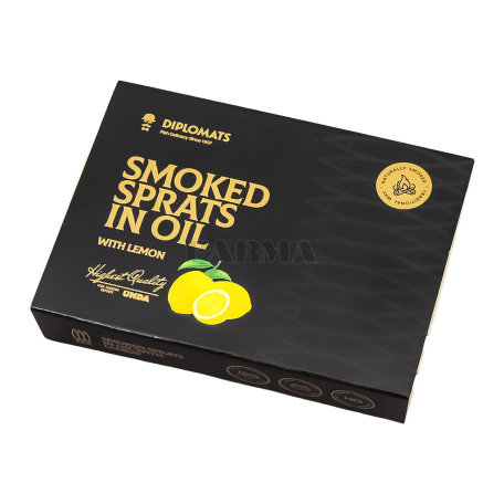 Шпроты "Diplomats" копченые, с лимоном, в масле 100г