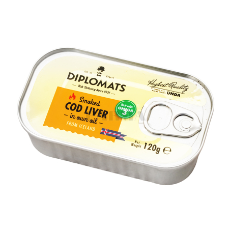 Печень трески "Diplomats" в собственном соку 120г