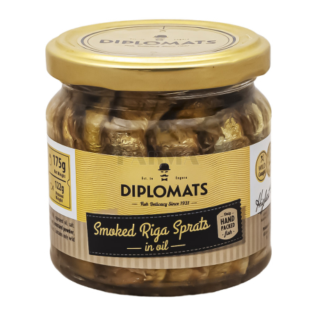 Шпроты "Diplomats Riga" копченые, в масле 175г
